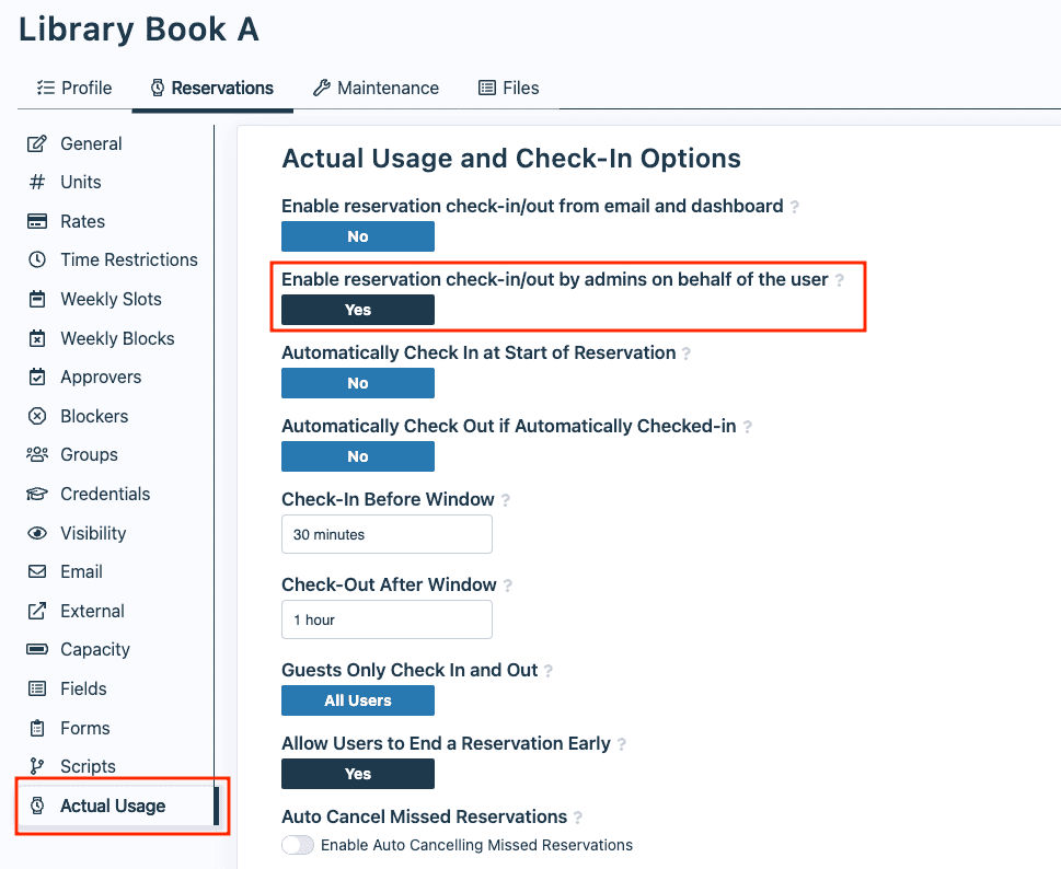 Enabling Administrator Check-In/Out
