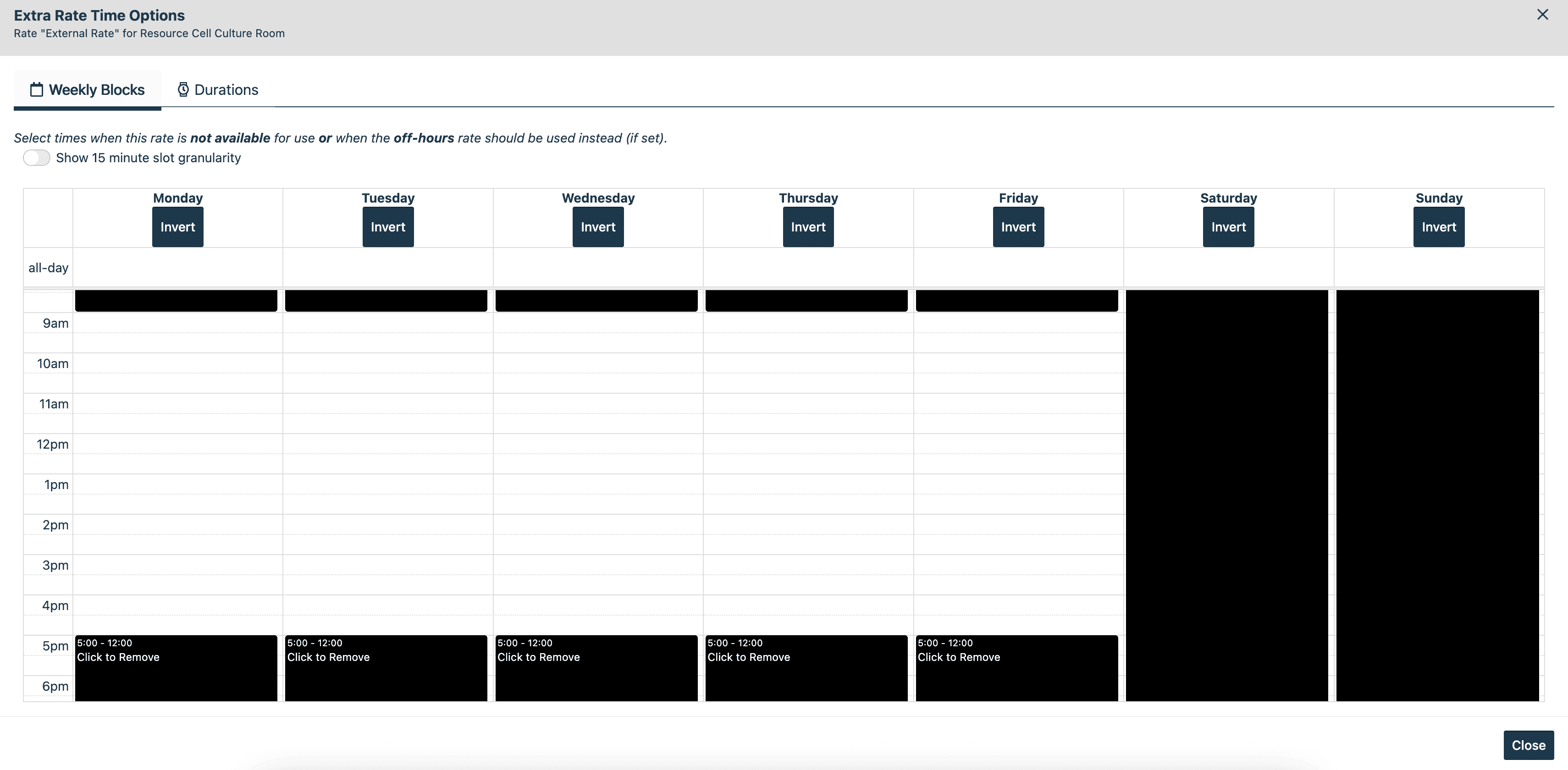off-hours extra rate time options