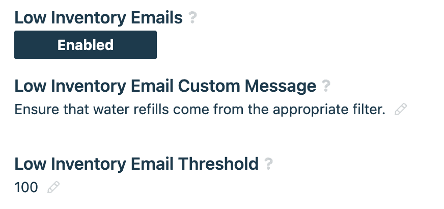 Receiving Low Inventory Warnings