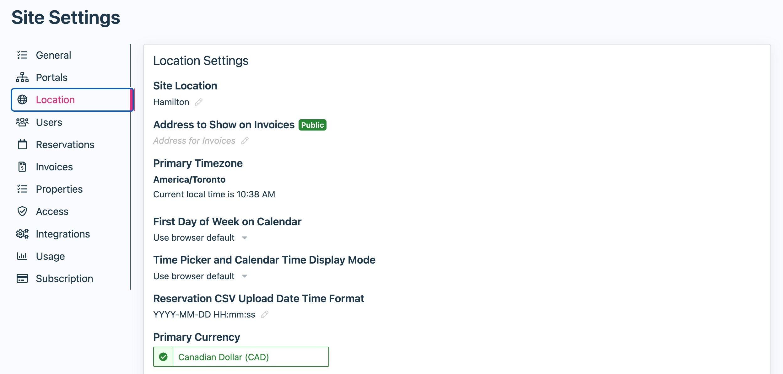 Set location to show on invoices