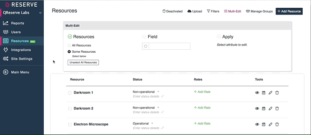 Update the status of multiple resources at once