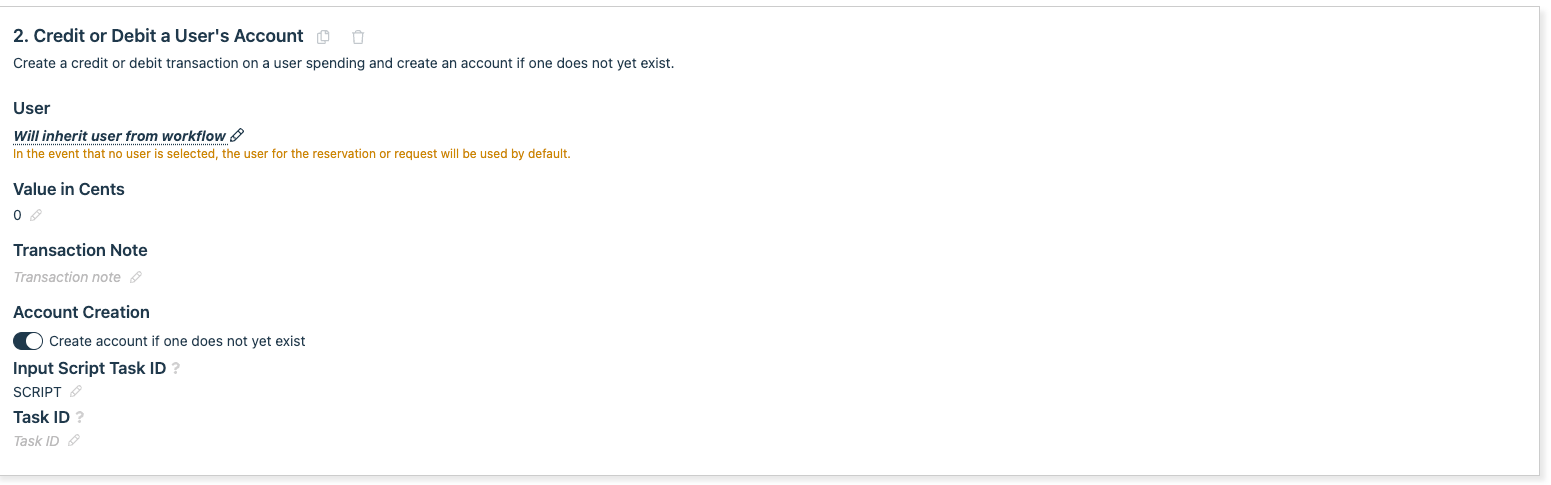 credit or debit users acct