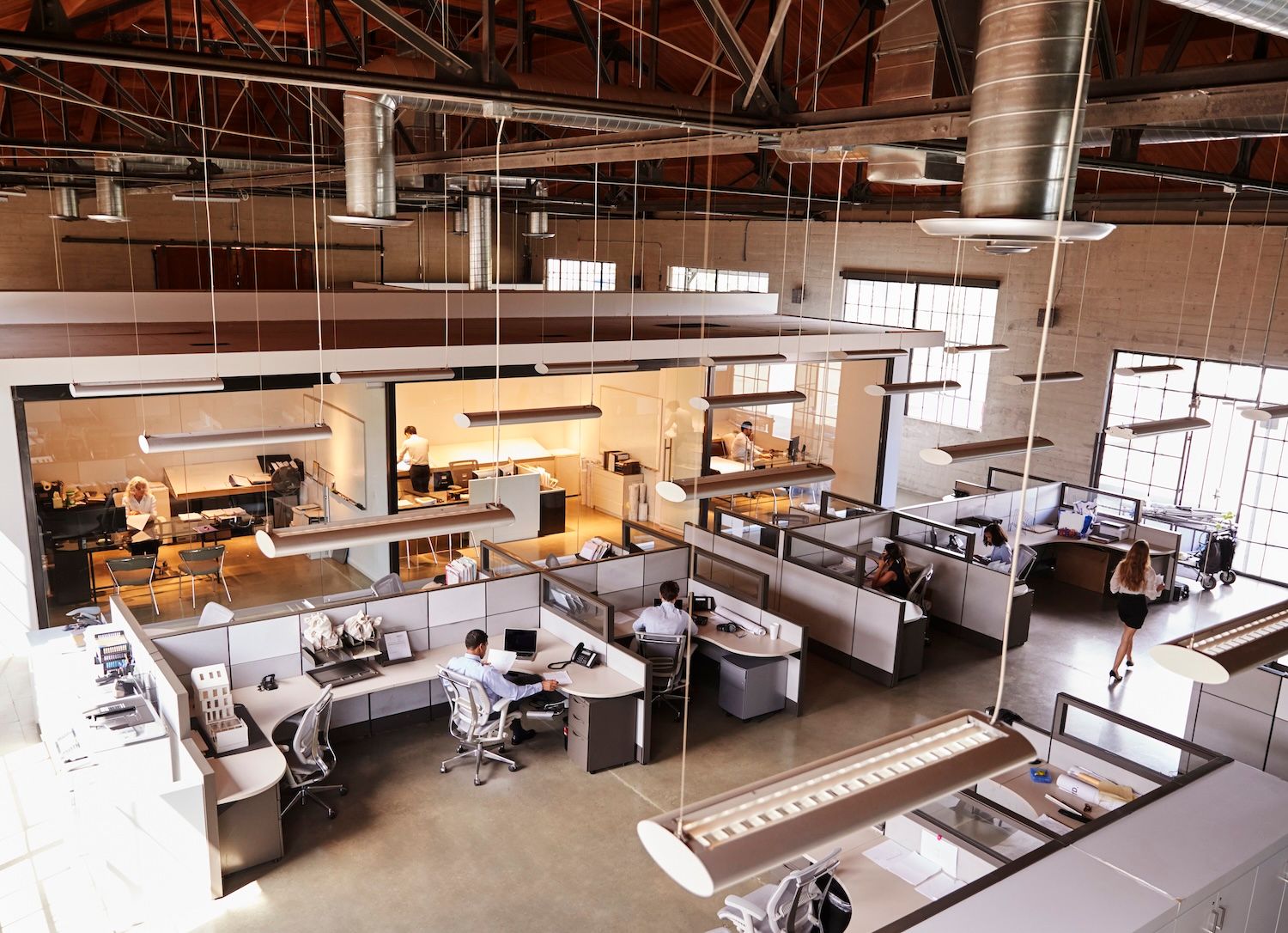 view of a busy office